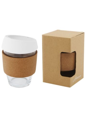 Lidan 360 Ml Borosilicate Glass Tumbler With Cork Grip And Silicone Lid