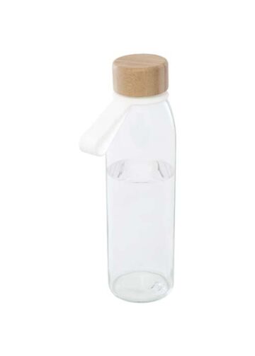 Porto 500 Ml Glass Water Bottle With Silicone Handle And Bamboo Lid