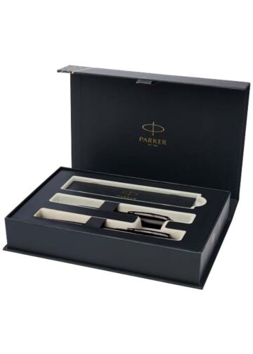 Parker Im Achromatic Ballpoint And Rollerball Pen Set With Gift Box (Black/blue Ink)