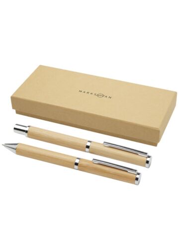 Apolys Bamboo Ballpoint And Rollerball Pen Gift Set  (Black Ink)