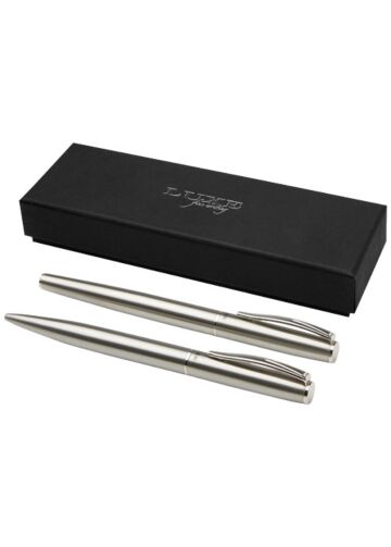 Didimis Recycled Stainless Steel Ballpoint And Rollerball Pen Set (Black Ink)