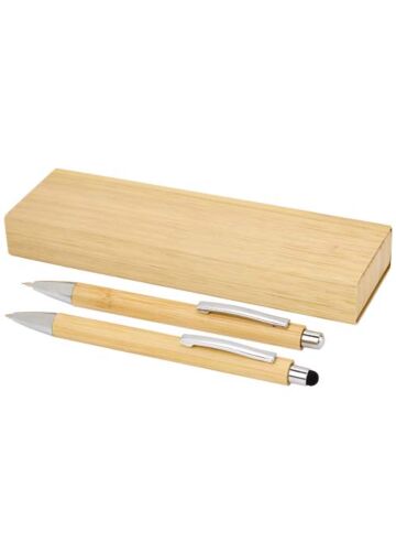 Oblys Bamboo Ballpoint Pen And Mechanical Pencil Set (Black Ink)