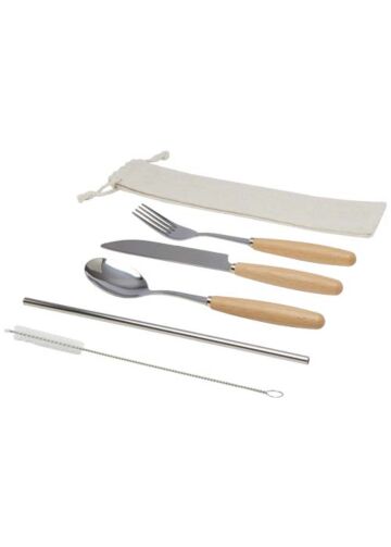 Root 5-piece Stainless Steel And Beech Wood Cutlery Set