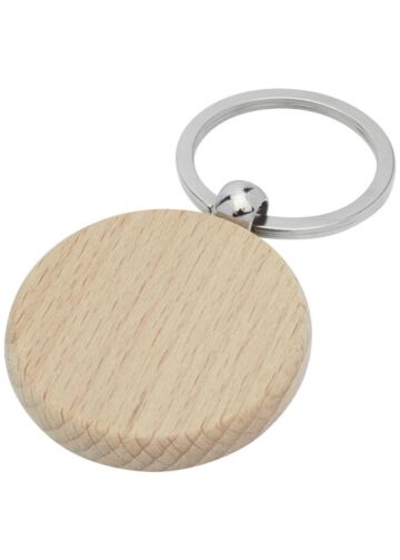 Giovanni Beech Wood Round Keychain