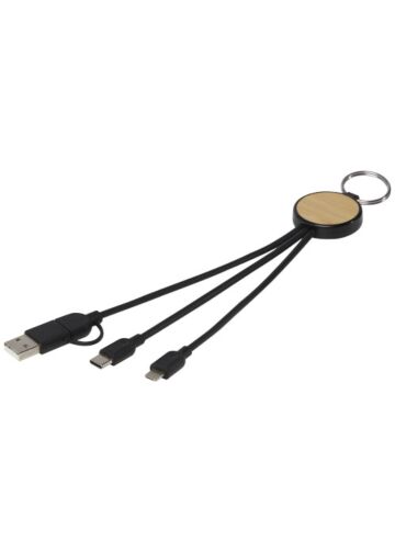 Tecta 6-in-1 Recycled Plastic/bamboo Charging Cable With Keyring