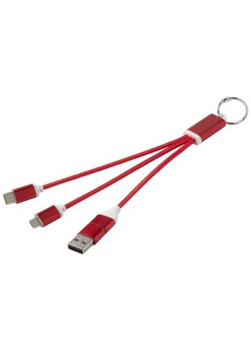 Metal 4-in-1 Recycled Aluminium Charging Cable With Keychain