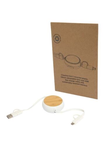 Chechia 5-in-1 Recycled Plastic 100 Cm Retractable Data Sync And 45w Fast Charge Cable