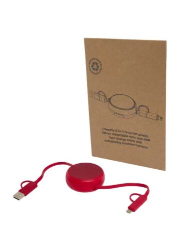 Alasia 5-in-1 100 Cm Recycled Plastic And Aluminium Retractable Data Sync And 45w Fast Charge Cable