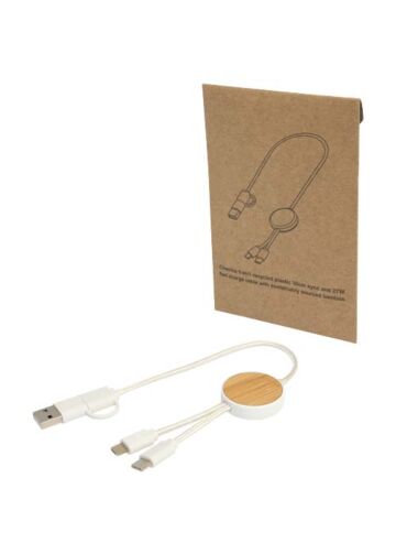 Chechia 5-in-1 Recycled Plastic 30 Cm Data Sync And 27w Fast Charge Cable With Bamboo Details