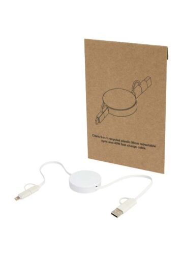 Citala 5-in-1 Recycled Plastic 90 Cm Retractable Data Sync And 40w Fast Charge Cable