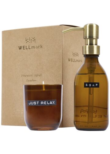 Wellmark Discovery 200 Ml Hand Soap Dispenser And 150 G Scented Candle Set - Bamboo Fragrance