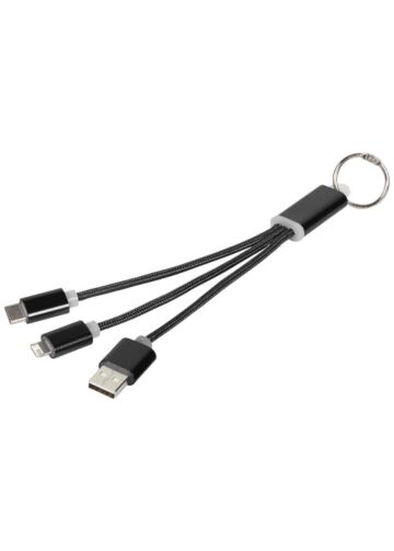 Metal 3-in-1 Charging Cable With Keychain