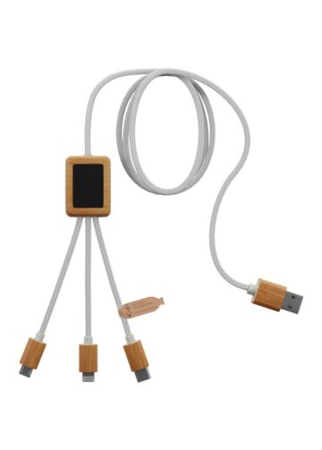 Scx.design C39 3-in-1 Rpet Light-up Logo Charging Cable With Squared Bamboo Casing