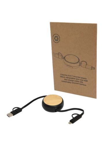Chechia 5-in-1 Recycled Plastic 100 Cm Retractable Data Sync And 45w Fast Charge Cable