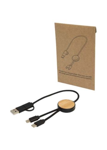Chechia 5-in-1 Recycled Plastic 30 Cm Data Sync And 27w Fast Charge Cable With Bamboo Details