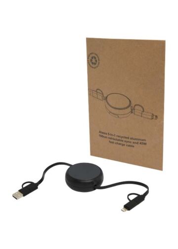 Alasia 5-in-1 100 Cm Recycled Plastic And Aluminium Retractable Data Sync And 45w Fast Charge Cable