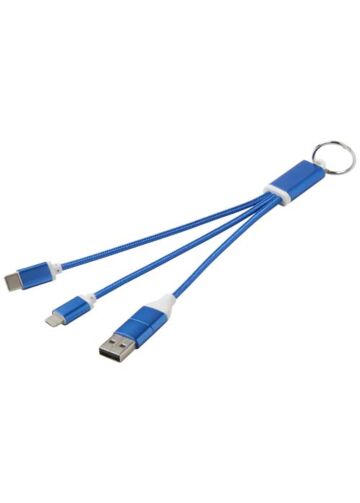 Metal 4-in-1 Recycled Aluminium Charging Cable With Keychain